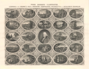 1868 Pelton 'Poor Richard' Broadside: Wit and Wisdom of Benjamin Franklin