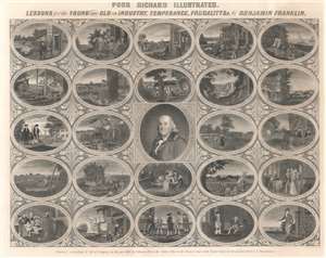 1868 Pelton 'Poor Richard' Broadside: Wit and Wisdom of Benjamin Franklin