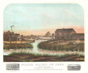1867 Blanchard / Shober View of Wolf's Point, Chicago, in 1833