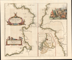 1659 Blaeu Map of the Volga River, Russia