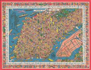 1953 Nils Hansell Pictorial Map of New York: The Wonders of New York