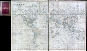 1844 Teesdale Dissected Library or Wall Map of the World (w/ Republic of Texas)