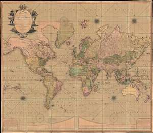 1801 Bowles and Carver 'Four Sheet' Wall Map of the World