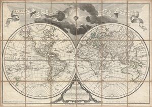 1808 Buache Pocket Map of the World in Hemispheres