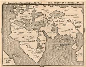 1585 Heinrich Bunting Woodcut Map of the World