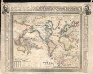 1852 Burr / Chandler Map of the World promoting Trade