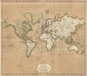 1801 Cary Map of the World on Mercator Projection