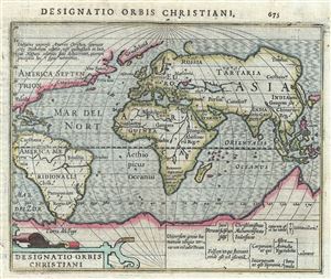 1607 Mercator - Hondius Thematic Map of the World Showing Religions