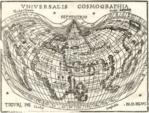 1546 Johann Honter map of the World, after Waldseemüller