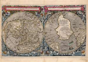 1593 Cornelis De Jode Double Hemisphere Polar Projection World