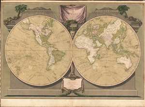 1808 Laurie and Whittle Map of the World in Hemispheres