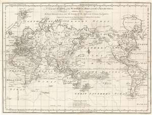 1797 John Norman American Map of the World with Explorers' Tracks
