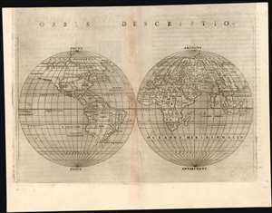 1561 Ruscelli Double-Hemisphere Map of the World