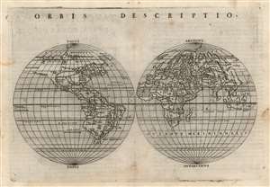 1574 Ruscelli Double-Hemisphere Map of the World