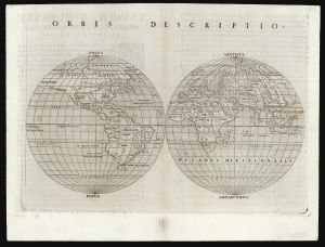 1561 Ruscelli Double-Hemisphere Map of the World