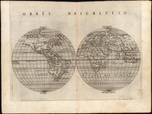 1561 Ruscelli Double-Hemisphere Map of the World