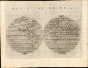 1561 Ruscelli Double-Hemisphere Map of the World
