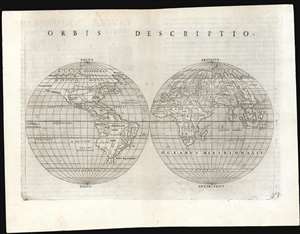 1561 Ruscelli Double-Hemisphere Map of the World