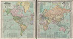 1907 Scarborough Map Company Map of the World w/Steamer Lines