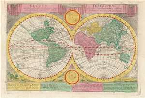 1750 Schreiber Double Hemisphere Map of the World