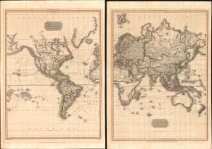 1812 Pinkerton Mercator Projection Map of the World in 2 Sheets