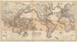 1872 Hewitt Map of the World showing Coffee Production