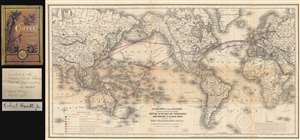 1872 Hewitt Map of the World showing Coffee Produciton (inscribed)