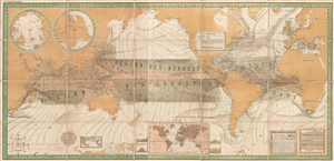1880 Jilek Map of the World showing Ocean Currents and Winds