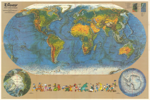 1976 Mondadori Disney Map of the World in Italian