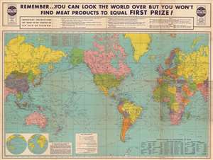 1942 Gousha Map of the World w/ air raid advice!