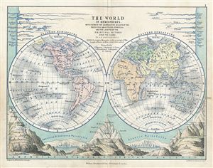 1852 Blackwood Map of the World in Hemispheres