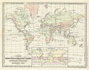 1866 Rand McNally Map of the Earth's Highlands and Lowlands