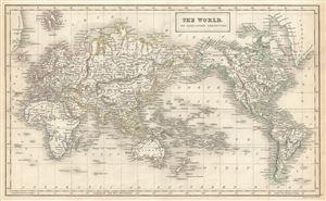 1844 Black Map of the World on Mercator's Projection