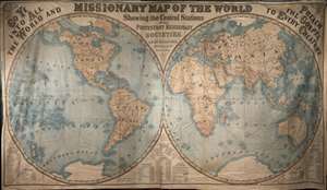 1878 Colton Missionary Map of the World on cloth (HUGE)
