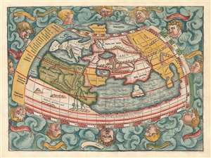 1556 Münster Map of the World According to Ptolemy