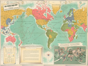 1942 CBC Pictorial Wall Map of the World, World War II