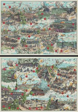 1916 Saussine Pictorial Broadside Game Board Map of World War I