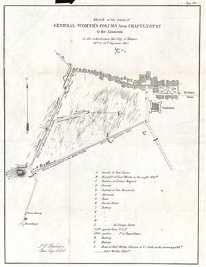 1847 Pemberton Map of the Battle of Mexico City during the Mexican-American War