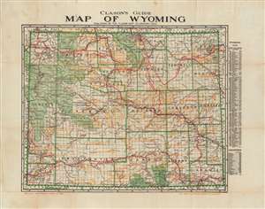 1919 Clason Guide Map of Wyoming