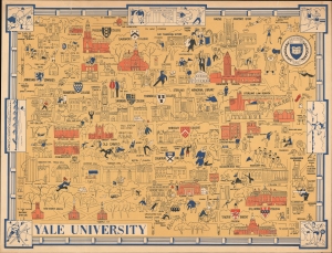1950 Brook Pictorial Map of Yale University