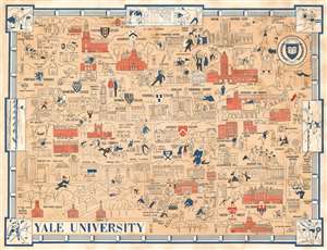 1950 Brook Pictorial Map of Yale University