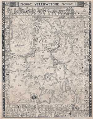 1935 Mora Haynes Pictorial Map of Yellowstone National Park