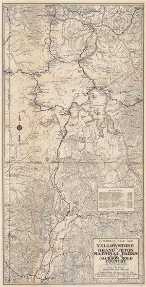 1930 Auto Club Map of Yellowstone and Grand Tetons N.P. Wyoming