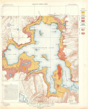 1904 USGS Geologic Map of Yellowstone Lake, Yellowstone National Park