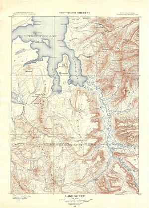 1904 USGS Topographic Map of Yellowstone Lake, Yellowstone National Park