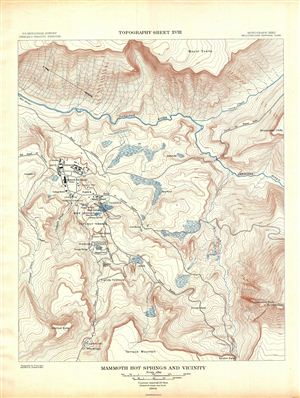 1904 USGS Topographic Map of Mammoth Springs, Yellowstone National Park