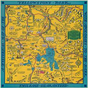 1936 Jolly Lindgren Humorous Pictorial Map of Yellowstone National Park