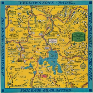 1936 Jolly Lindgren Humorous Pictorial Map of Yellowstone National Park