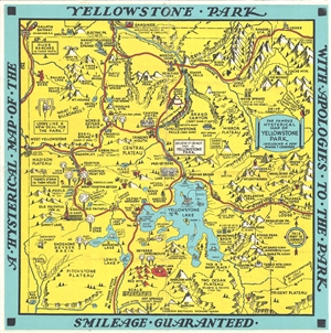 1936 Jolly Lindgren Humorous Pictorial Map of Yellowstone Park