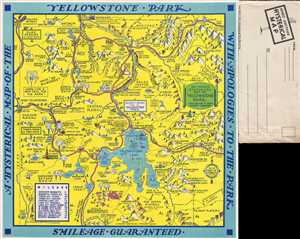 1948 Jolly Lindgren Humorous Pictorial Map of Yellowstone National Park